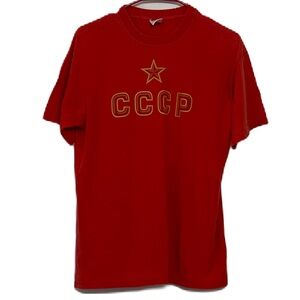 🌞Fruit of the Loom Red ⭐️ CCCP Russian Police USSR short sleeve T-Shirt size M